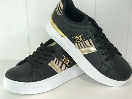 sneaker zwart goud witte zool sportief zebra