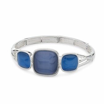 armband blauw zilver elastisch cat-eye