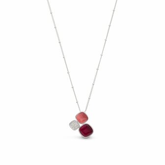 bejewels ketting zilver bordeaux zalmroze cat-eye zirkonen