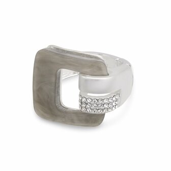 babeza ring grijs zilver zirkonen elastisch