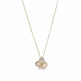 ketting bejewels beige zirkonen goud hanger